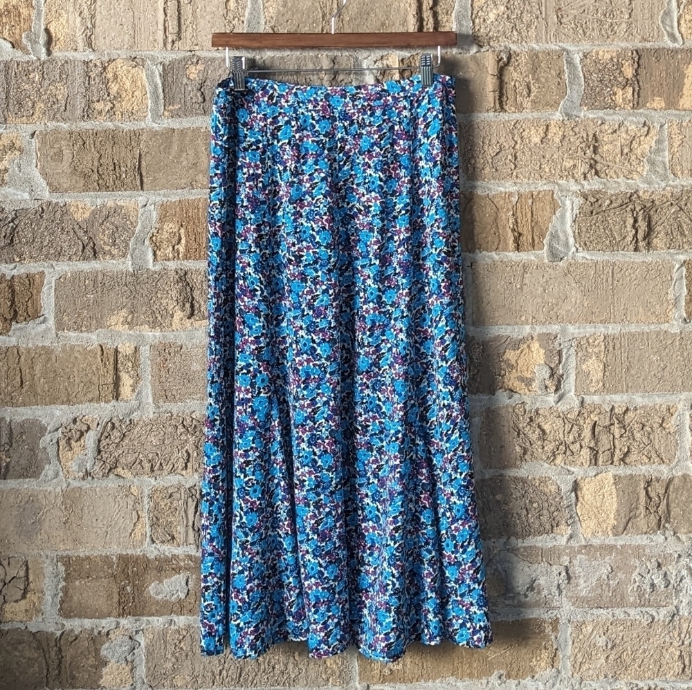 Jigsaw Blue Floral Midi Skirt